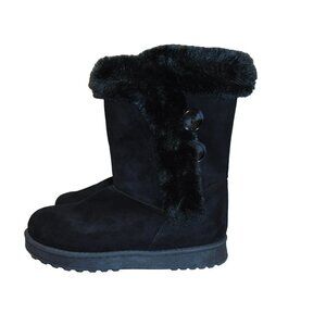 So Kohl's Brand Faux Sheepskin Faux Fur Booties Sz 10 COZY button Detail on Side
